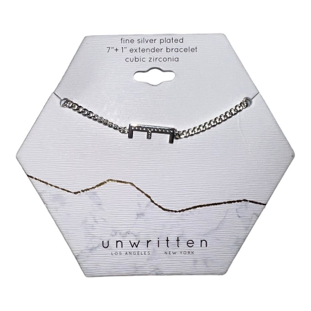Unwritten Cubic Zirconia Initial Link Bracelet Silver Plated "E" NWT